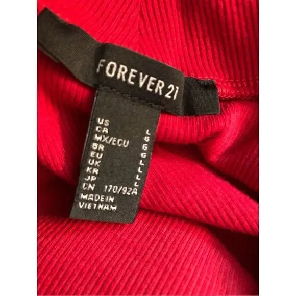 Forever 21 ribbed long sleeve red faux turtleneck with embroidered “over it” - Picture 8 of 9